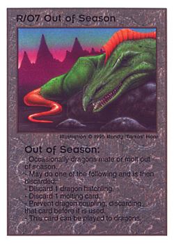 Need: 0    Want: 0    Have: 115 (+222)    Will Trade: 112    In Storage: 50              R/O7 ‑ Out of Season  Set: TG  Rarity: U1    Artist: Randy 'Tarkas' Hoar    