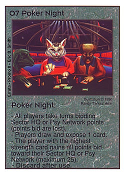Need: 0    Want: 0    Have: -1    Will Trade: 0    In Storage: 0              O7 ‑ Poker Night  Set: Pro8  Rarity: Pro8    Artist: Randy 'Tarkas' Hoar    