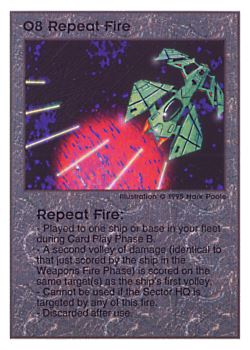 Need: 0    Want: 0    Have: 36    Will Trade: 32    In Storage: 22              O8 ‑ Repeat Fire  Set: TG  Rarity: V1    Artist: Mark Poole    