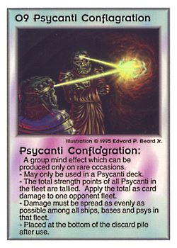 Need: 0    Want: 0    Have: 34    Will Trade: 30    In Storage: 29              O9 ‑ Psycanti Conflagration  Set: PoM  Rarity: V1    Artist: Edward P. Beard Jr.    