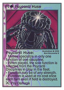 Need: 0    Want: 0    Have: 131    Will Trade: 123    In Storage: 44              P1 ‑ Psycanti Muse  Set: PoM  Rarity: U1    Artist: Ron Rousselle II    