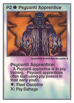 Need: 0    Want: 0    Have: 133    Will Trade: 125    In Storage: 44              P2 ‑ Psycanti Apprentice  Set: PoM  Rarity: U1    Artist: Ron Rousselle II    