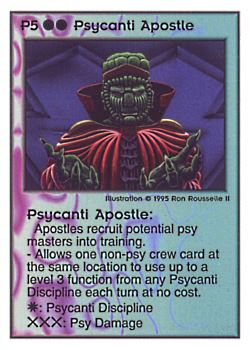 Need: 0    Want: 0    Have: 176    Will Trade: 168    In Storage: 44              P5 ‑ Psycanti Apostle  Set: PoM  Rarity: R1    Artist: Ron Rousselle II    