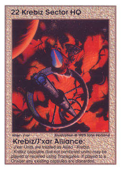 Need: 0    Want: 0    Have: -1    Will Trade: 0    In Storage: 0              HQ22 ‑ Krebiz Sector HQ ‑ Krebiz/J'xar Alliance  Set: Pro8  Rarity: Pro8    Artist: John Holland    