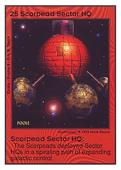 Need: 0    Want: 0    Have: -1    Will Trade: 0    In Storage: 0              HQ25 ‑ Scorpead Sector HQ  Set: Pro8  Rarity: Pro8    Artist: Mark Poole    