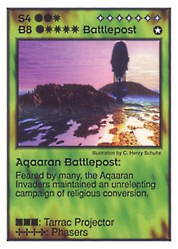 Need: 0    Want: 2    Have: 3    Will Trade: 0    In Storage: 0              B8/S4 ‑ Battlepost ‑ Aqaaran Battlepost  Set: GI  Rarity: V1    Artist: C. Henry Schulte    