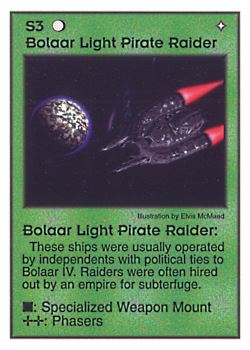 Need: 0    Want: 0    Have: 38 (+23)    Will Trade: 34    In Storage: 27              S3 ‑ Bolaar Light Pirate Raider  Set: Pir  Rarity: U1    Artist: Elvis McMaad    