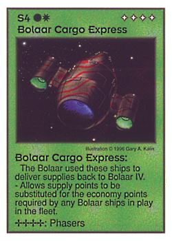 Need: 0    Want: 0    Have: 39 (+12)    Will Trade: 35    In Storage: 28              S4 ‑ Bolaar Cargo Express  Set: Pir  Rarity: U1    Artist: Gary A. Kalin    