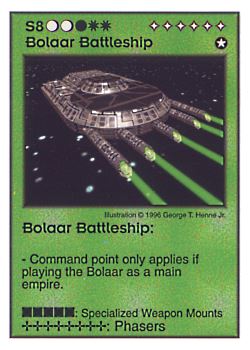 Need: 3    Want: 8    Have: 2    Will Trade: 0    In Storage: 0              S8 ‑ Bolaar Battleship  Set: AF  Rarity: V2    Artist: George T. Henne Jr.    