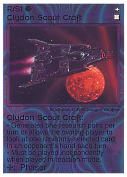 Need: 0    Want: 0    Have: 24    Will Trade: 16    In Storage: 15              R/S1 ‑ Clydon Scout Craft  Set: NE  Rarity: U1    Artist: Douglas Chaffee    