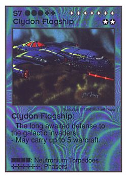 Need: 2    Want: 3    Have: 5    Will Trade: 0    In Storage: 1              S7 ‑ Clydon Flagship  Set: Per  Rarity: V1    Artist: Michael Trapp    
