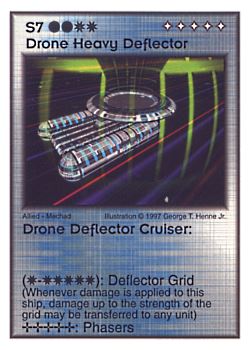 Need: 2    Want: 9    Have: 2    Will Trade: 0    In Storage: 0              S7 ‑ Drone Heavy Deflector  Set: AF  Rarity: V2    Artist: George T. Henne Jr.    