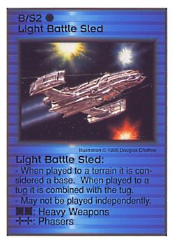 Need: 0    Want: 0    Have: 6    Will Trade: 0    In Storage: 0              B/S2 ‑ Light Battle Sled  Set: AT  Rarity: U1    Artist: Douglas Chaffee    