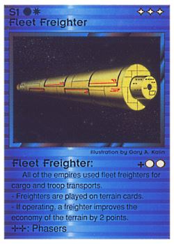 Need: 0    Want: 0    Have: 38    Will Trade: 30    In Storage: 25              S1 ‑ Fleet Freighter (Right)  Set: PE  Rarity: C2    Artist: Gary A. Kalin    