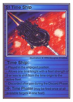 Need: 0    Want: 0    Have: 140    Will Trade: 132    In Storage: 50              S1 ‑ Time Ship  Set: TG  Rarity: U1    Artist: Douglas Chaffee    