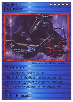 Need: 0    Want: 0    Have: 7 (+109)    Will Trade: 3    In Storage: 2              S4 ‑ Refueler  Set: NE  Rarity: R1    Artist: Michael Trapp    