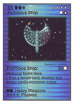 Need: 2    Want: 4    Have: 7    Will Trade: 0    In Storage: 0              S5 ‑ Fictitious Ship  Set: AF  Rarity: R1    Artist: Elvis McMaad    