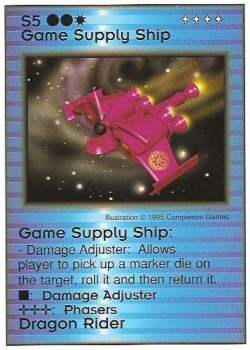 Need: 1    Want: 0    Have: 0    Will Trade: 0    In Storage: 0              S5 ‑ Game Supply Ship (Dragon Rider)  Set: Pro2  Rarity: Pro2    Artist: Companion Games    