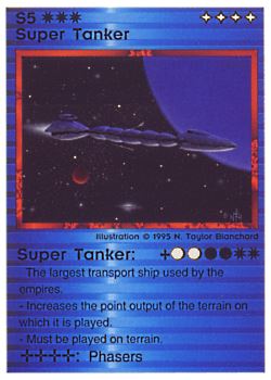Need: 0    Want: 8    Have: 5    Will Trade: 0    In Storage: 1              S5 ‑ Super Tanker  Set: NE  Rarity: V1    Artist: Douglas Chaffee    