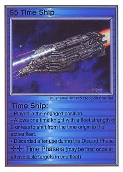 Need: 0    Want: 0    Have: 43    Will Trade: 35    In Storage: 29              S5 ‑ Time Ship  Set: TG  Rarity: V1    Artist: Douglas Chaffee    