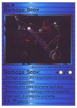 Need: 0    Want: 0    Have: 47 (+143)    Will Trade: 44    In Storage: 40              S6 ‑ Garbage Scow  Set: PE  Rarity: U1    Artist: Ron Rousselle II    