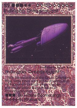 Need: 1    Want: 4    Have: 8    Will Trade: 0    In Storage: 0              S9 ‑ Indirigan Dreadnought (Grand Chieftain)  Set: PE  Rarity: V1    Artist: Gary A. Kalin    