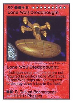 Need: 1    Want: 10    Have: 2    Will Trade: 0    In Storage: 0              S9 ‑ Lone Wolf Dreadnought  Set: Per  Rarity: V1    Artist: George T. Henne Jr.    