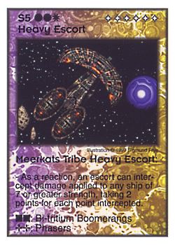 Need: 0    Want: 10    Have: 3    Will Trade: 0    In Storage: 0              S5 ‑ Heavy Escort ‑ Meerkats Tribe Heavy Escort  Set: Pro6  Rarity: Pro6    Artist: Sigmund Frye    