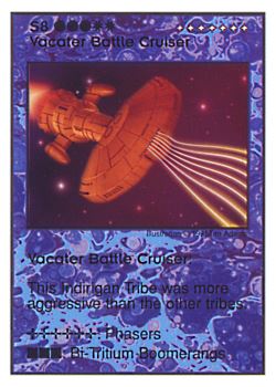 Need: 0    Want: 9    Have: 4    Will Trade: 0    In Storage: 1              S8 ‑ Vacater Battle Cruiser  Set: AT  Rarity: V1    Artist: Tim Adams    