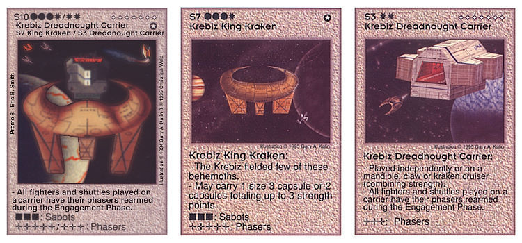 Need: 0    Want: 0    Have: -1    Will Trade: 0    In Storage: 0              S10 ‑ Krebiz Dreadnought Carrier (Combo)  Set: Pro8  Rarity: Pro8    Artist: Gary A. Kalin & Christina Wald    