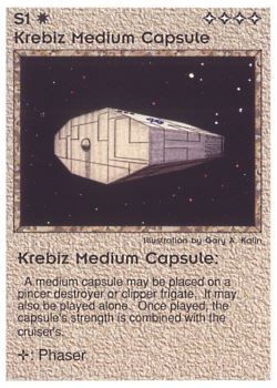 Need: 0    Want: 0    Have: 25    Will Trade: 17    In Storage: 23              S1 ‑ Krebiz Medium Capsule  Set: PE  Rarity: C1    Artist: Gary A. Kalin    