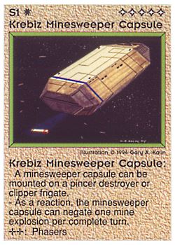 Need: 0    Want: 0    Have: 45    Will Trade: 37    In Storage: 34              S1 ‑ Krebiz Minesweeper Capsule  Set: PE  Rarity: U1    Artist: Gary A. Kalin    