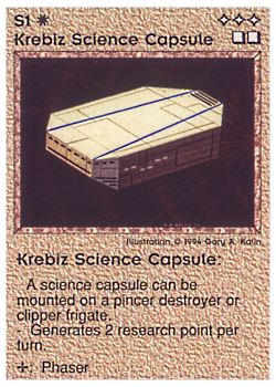 Need: 0    Want: 0    Have: 31 (+2)    Will Trade: 25    In Storage: 21              S1 ‑ Krebiz Science Capsule (1st Print)  Set: PE  Rarity: U1    Artist: Gary A. Kalin    