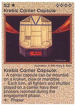 Need: 0    Want: 0    Have: 39    Will Trade: 31    In Storage: 34              S2 ‑ Krebiz Carrier Capsule  Set: PE  Rarity: U1    Artist: Gary A. Kalin    