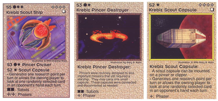 Need: 0    Want: 0    Have: -1    Will Trade: 0    In Storage: 0              S5 ‑ Krebiz Scout Ship (Combo)  Set: Pro8  Rarity: Pro8    Artist: Christina Wald & Gary A. Kalin    