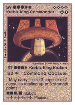 Need: 0    Want: 0    Have: -1    Will Trade: 0    In Storage: 0              S9 ‑ Krebiz King Commander (King Kraken / Command Capsule)  Set: Pro8  Rarity: Pro8    Artist: Gary A. Kalin    
