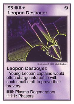 Need: 0    Want: 0    Have: 25    Will Trade: 17    In Storage: 16              S3 ‑ Leopan Destroyer  Set: Pir  Rarity: U1    Artist: Mutt Studios    