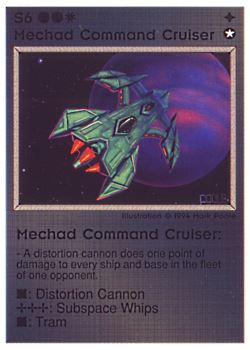 Need: 0    Want: 0    Have: 31 (+48)    Will Trade: 28    In Storage: 25              S6 ‑ Mechad Command Cruiser  Set: PE  Rarity: R1    Artist: Mark Poole    