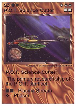 Need: 0    Want: 0    Have: 37 (+99)    Will Trade: 33    In Storage: 16              S3 ‑ P.O.T. Science Cutter  Set: NE  Rarity: C1    Artist: Randy Asplund‑Faith    