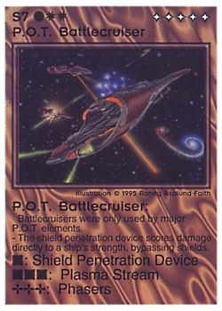 Need: 0    Want: 0    Have: 5 (+46)    Will Trade: 2    In Storage: 0              S7 ‑ P.O.T. Battlecruiser  Set: NE  Rarity: V1    Artist: Randy Asplund‑Faith    