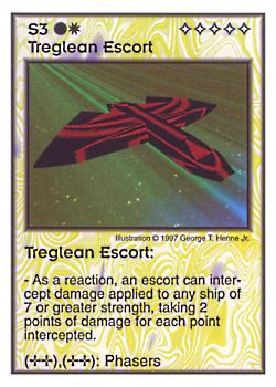 Need: 3    Want: 4    Have: 6    Will Trade: 0    In Storage: 0              S3 ‑ Treglean Escort  Set: AF  Rarity: V2    Artist: George T. Henne Jr.    