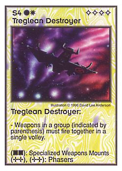 Need: 6    Want: 4    Have: 3    Will Trade: 0    In Storage: 0              S4 ‑ Treglean Destroyer  Set: GI  Rarity: U1    Artist: David Lee Anderson    