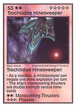 Need: 5    Want: 4    Have: 4    Will Trade: 0    In Storage: 0              S3 ‑ Trochilidae Minesweeper  Set: AF  Rarity: V2    Artist: George T. Henne Jr.    