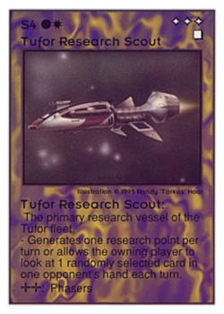 Need: 0    Want: 0    Have: 79 (+47)    Will Trade: 75    In Storage: 22              S4 ‑ Tufor Research Scout  Set: UE  Rarity: R3    Artist: Randy 'Tarkas' Hoar    