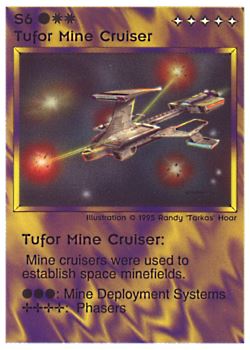 Need: 0    Want: 0    Have: 12 (+31)    Will Trade: 9    In Storage: 8              S6 ‑ Tufor Mine Cruiser  Set: NE  Rarity: R1    Artist: Randy 'Tarkas' Hoar    