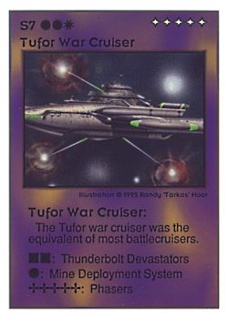 Need: 0    Want: 0    Have: 38 (+7)    Will Trade: 35    In Storage: 6              S7 ‑ Tufor War Cruiser  Set: UE  Rarity: V3    Artist: Randy 'Tarkas' Hoar    