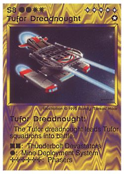 Need: 0    Want: 0    Have: 8 (+35)    Will Trade: 6    In Storage: 5              S8 ‑ Tufor Dreadnought  Set: NE  Rarity: V1    Artist: Randy 'Tarkas' Hoar    