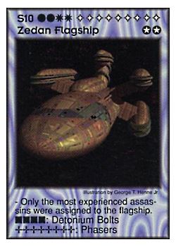 Need: 1    Want: 1    Have: 1    Will Trade: 0    In Storage: 0              S10 ‑ Zedan Flagship  Set: GI  Rarity: E1    Artist: George T. Henne Jr.    