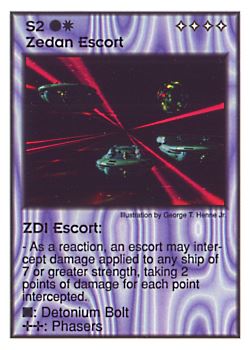 Need: 7    Want: 4    Have: 2    Will Trade: 0    In Storage: 0              S2 ‑ Zedan Escort ‑ ZDI Escort  Set: GI  Rarity: U1    Artist: George T. Henne Jr.    