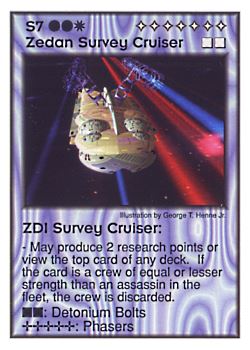 Need: 1    Want: 6    Have: 6    Will Trade: 0    In Storage: 0              S7 ‑ Zedan Survey Cruiser ‑ ZDI Survey Cruiser  Set: GI  Rarity: U1    Artist: George T. Henne Jr.    